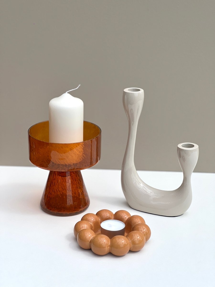 Bougeoir en verre ambré CODY - B&Inside