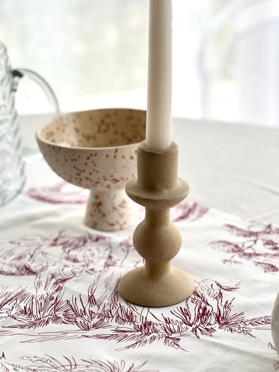 Bougeoir TOSKA en céramique beige - B&Inside