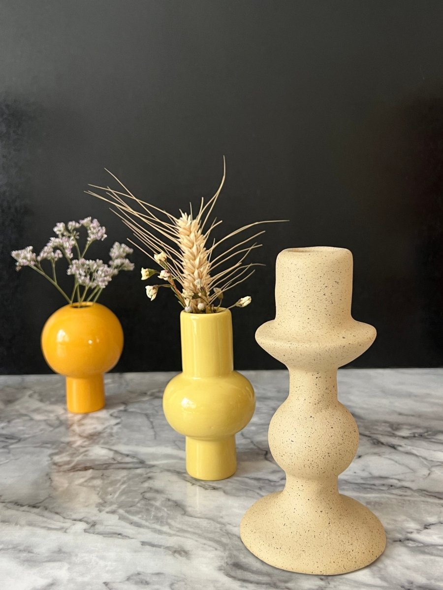Bougeoir TOSKA en céramique beige - B&Inside