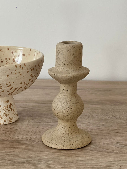 Bougeoir TOSKA en céramique beige - B&Inside