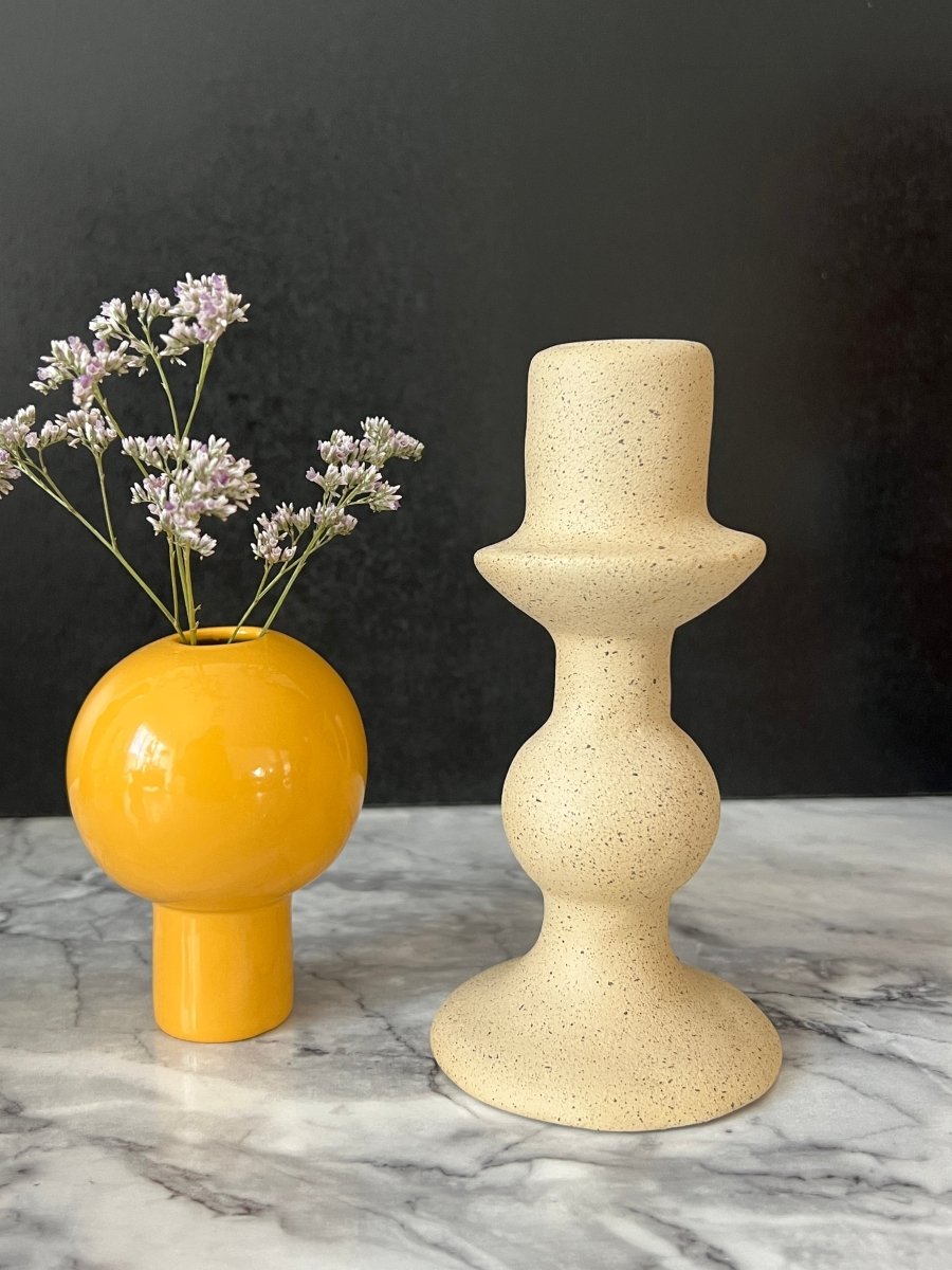 Bougeoir TOSKA en céramique beige - B&Inside