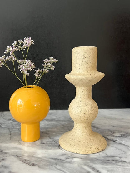 Bougeoir TOSKA en céramique beige - B&Inside