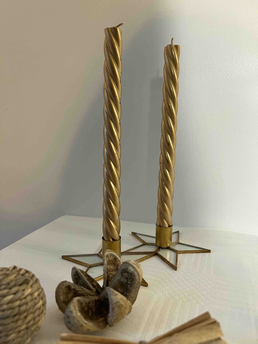 Bougeoir verre métal doré - ZIROS - B&Inside