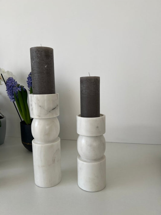 Bougeoirs en marbre blanc NEWHAM - B&Inside