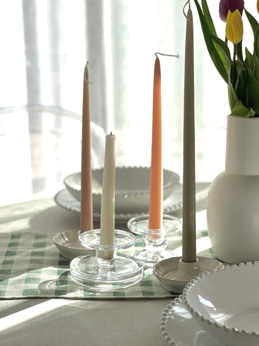 Bougeoirs sur pied en verre MOANA - B&Inside