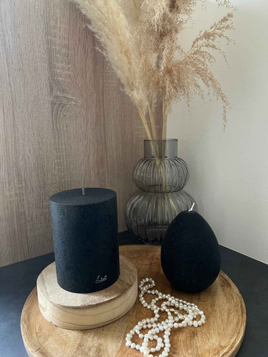 Bougie Cylindrique NOIR - Luz Your Senses 2 Tailles 90H-100H - B&Inside