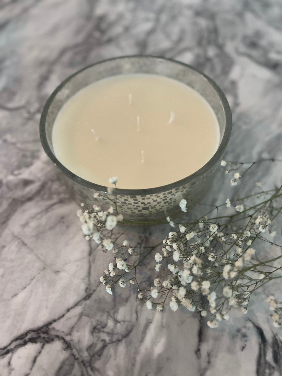 Bougie CYPRIANE parfum vanille - pot verre argenté - B&Inside