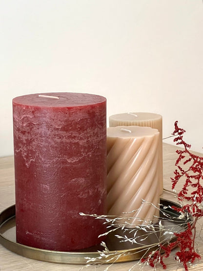 Bougies rustiques bordeaux - B&Inside