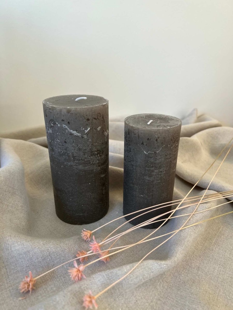 Bougies rustiques grises - 2 tailles disponibles - B&Inside