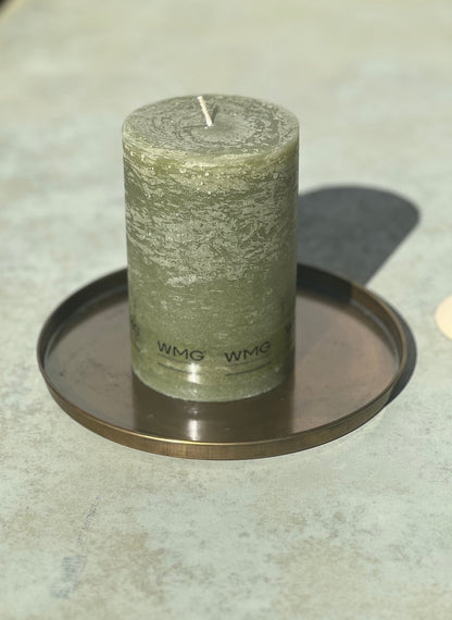 Bougies rustiques vert olive - 2 tailles disponibles - B&Inside