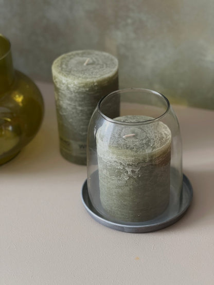 Bougies rustiques vert olive - 2 tailles disponibles - B&Inside