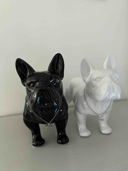 Bouledogue décoratif blanc avec collier strass TOUNDRA - B&Inside