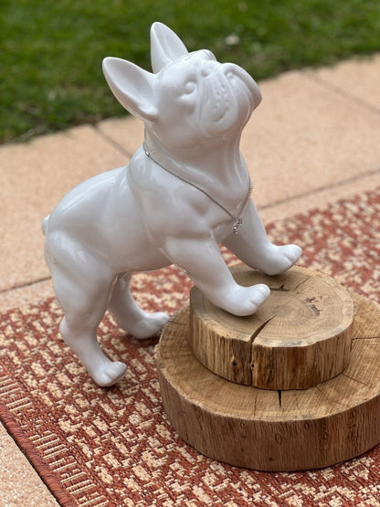 Bouledogue décoratif blanc avec collier strass TOUNDRA - B&Inside
