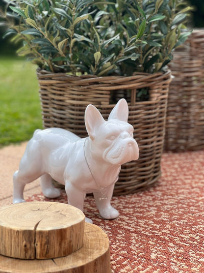 Bouledogue décoratif blanc avec collier strass TOUNDRA - B&Inside