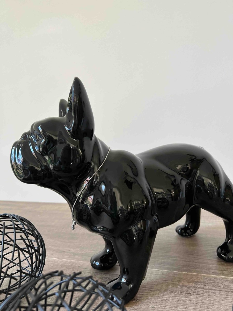 Bouledogue décoratif TORNADE en céramique noire - B&Inside