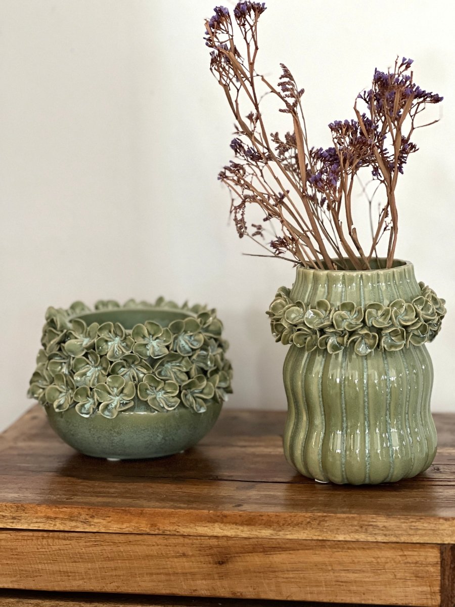 Cache - pot HORTENSE - Cache - pot vert en céramique - B&Inside