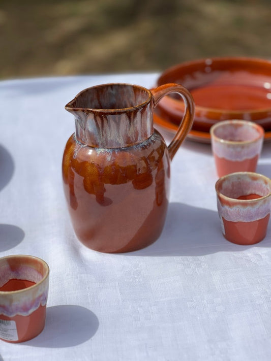 Carafe orange en grès émaillé brillant - Terre de Feu - B&Inside