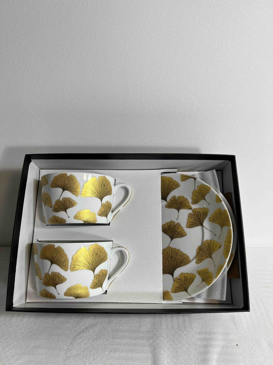 Coffret de 2 tasses et sous - tasses à déjeuner aux motifs fleuris FALL - B&Inside