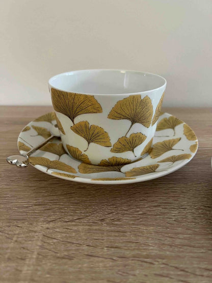 Coffret de 2 tasses et sous - tasses à déjeuner aux motifs fleuris FALL - B&Inside