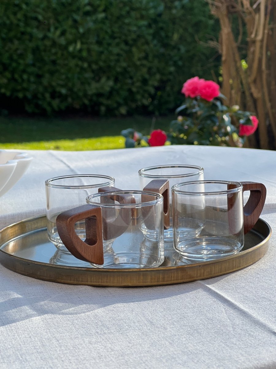 Coffret de 6 Tasses à café ZALIA en verre avec anses bois - B&Inside