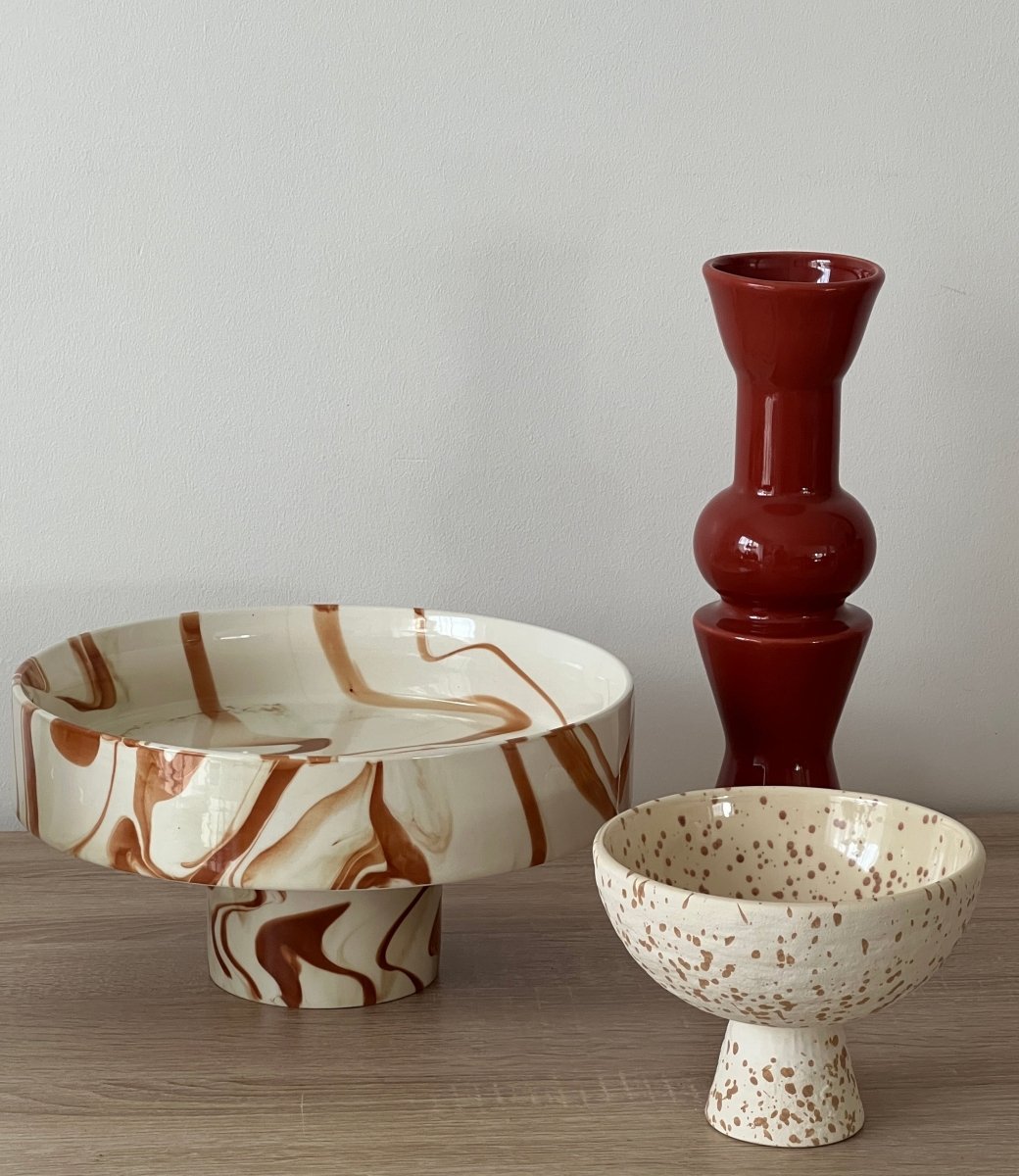 Coupe marbrée brune en céramique 26 cm SIENA - B&Inside