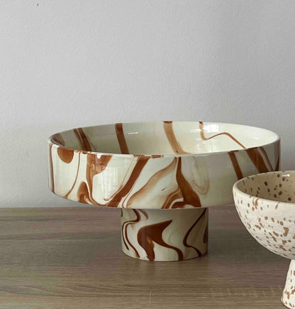 Coupe marbrée brune en céramique 26 cm SIENA - B&Inside