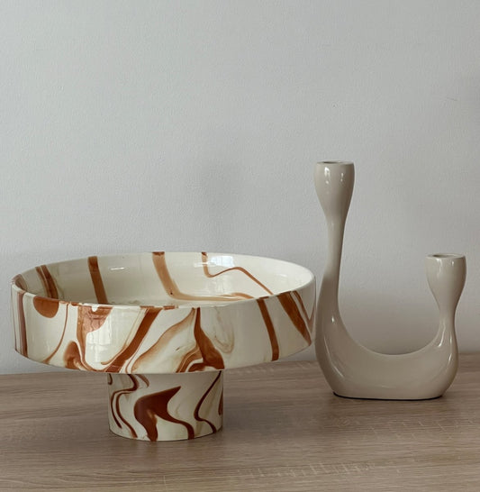 Coupe marbrée brune en céramique 26 cm SIENA - B&Inside