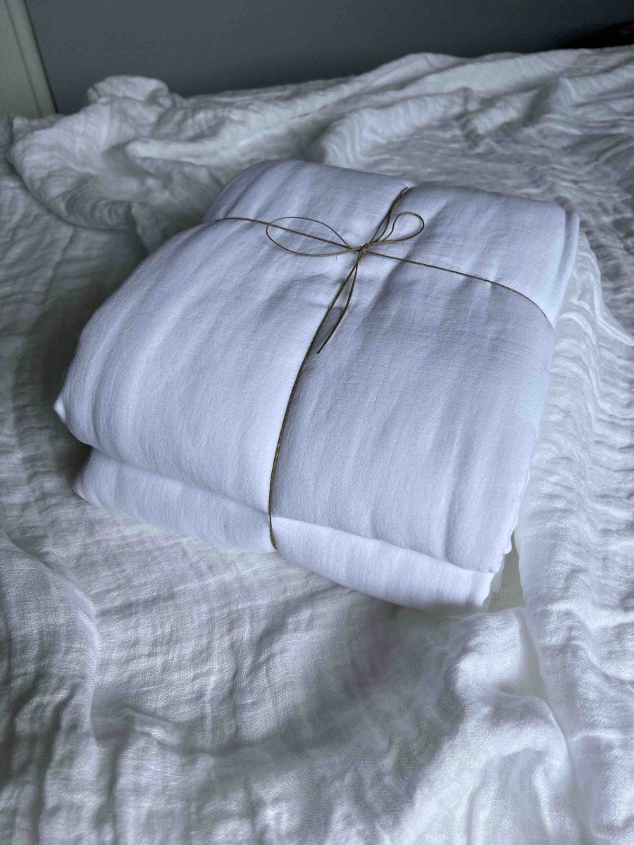 Housse de couette MISSISSIPPI en gaze de coton blanc - B&Inside