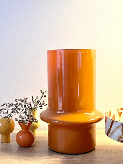 Lampe de table orange en verre recyclé LIMA - B&Inside