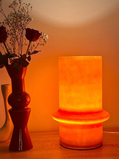 Lampe de table orange en verre recyclé LIMA - B&Inside