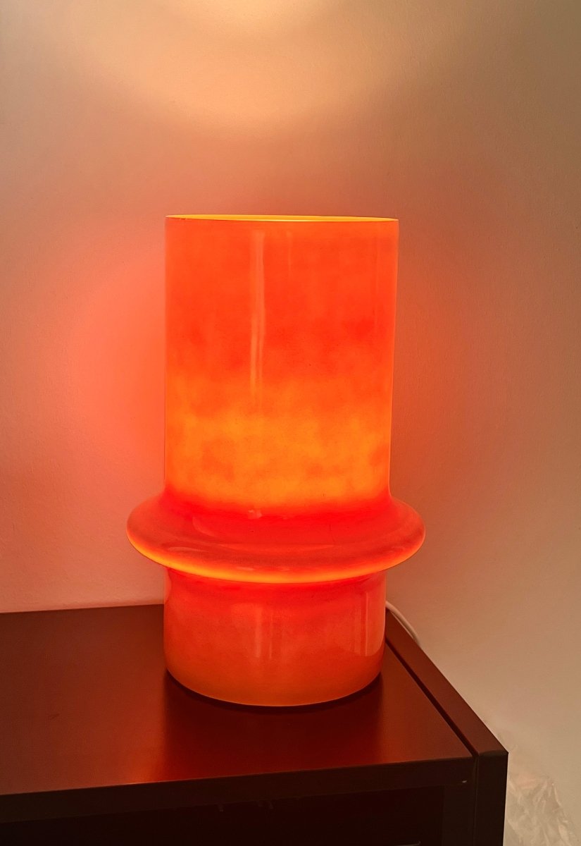 Lampe de table orange en verre recyclé LIMA - B&Inside