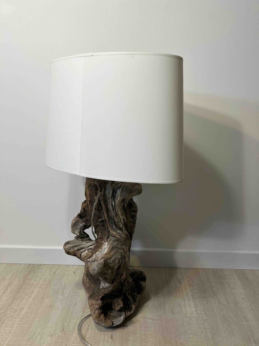 Lampe en bois flotté et abat - jour blanc MEDIUM DRIFTWOOD - B&Inside