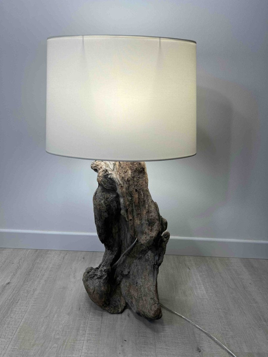 Lampe en bois flotté et abat - jour blanc MEDIUM DRIFTWOOD - B&Inside