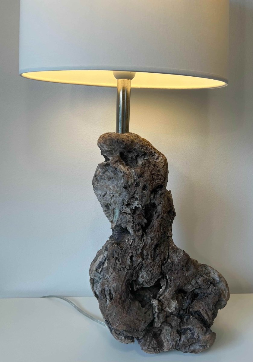 Lampe en bois flotté et abat - jour blanc SMALL DRIFTWOOD - B&Inside