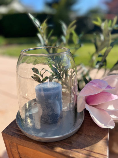 LOUNA - Photophore en verre et son socle en métal - B&Inside