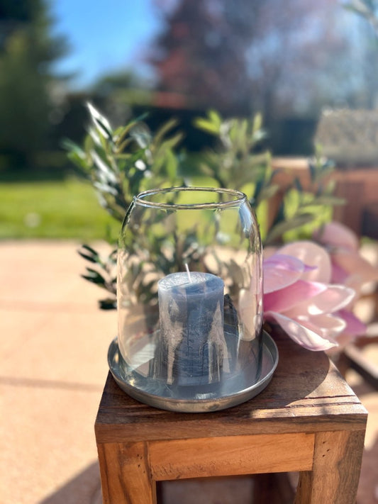 LOUNA - Photophore en verre et son socle en métal - B&Inside