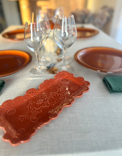 Mini plat rectangulaire orange FLEURS SAUVAGES - B&Inside
