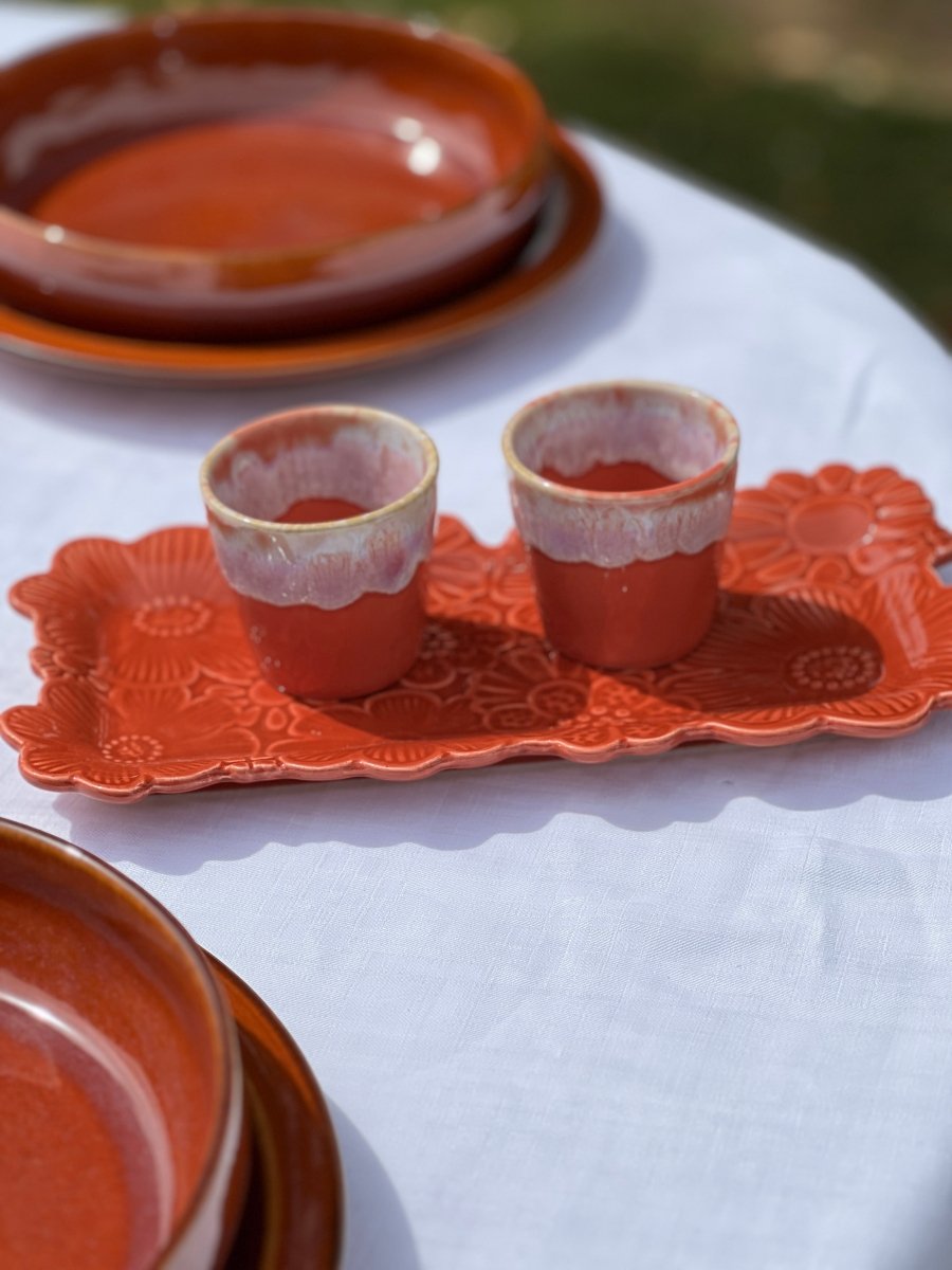 Mini plat rectangulaire orange FLEURS SAUVAGES - B&Inside