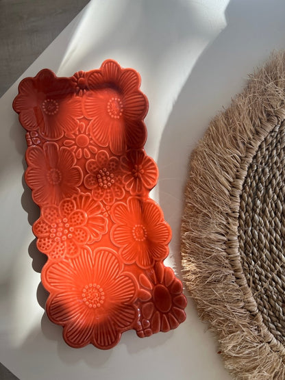 Mini plat rectangulaire orange FLEURS SAUVAGES - B&Inside