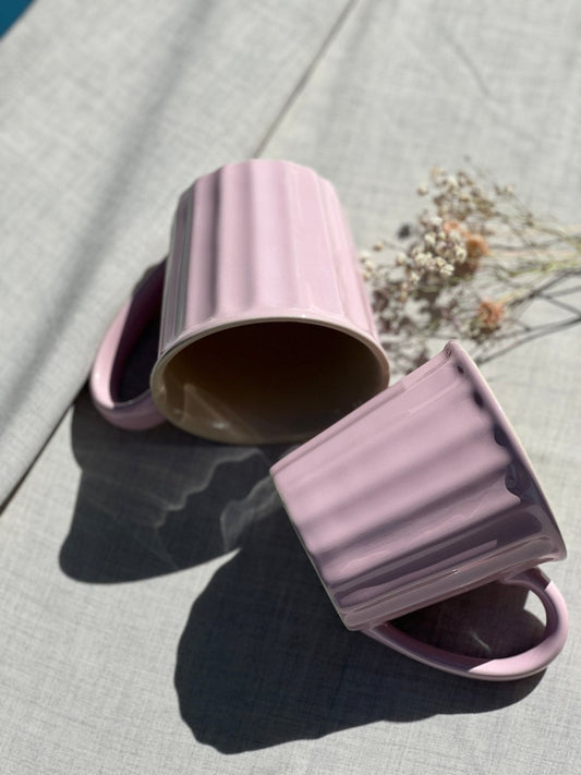 Mug ROSALINE - Mug rose poudrée en grès émaillé - B&Inside