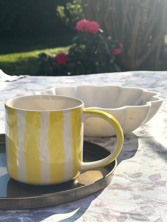Mug STRIPES jaune et blanc - Céramique artisanale - B&Inside