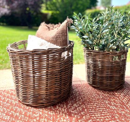 Paniers COCO - Duo paniers en osier naturel tressé 2 Tailles - B&Inside