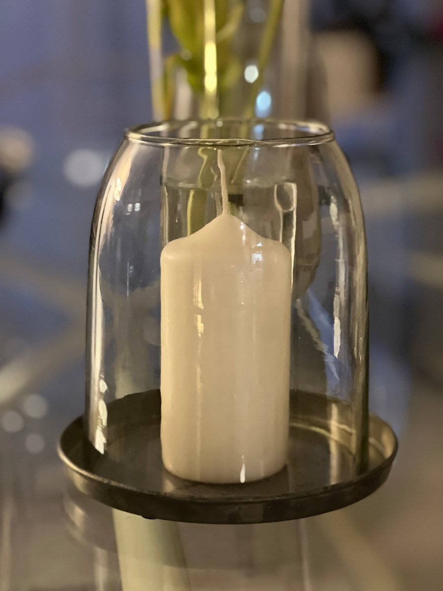 Photophore LOUNA - Photophore en verre et socle métal - B&Inside