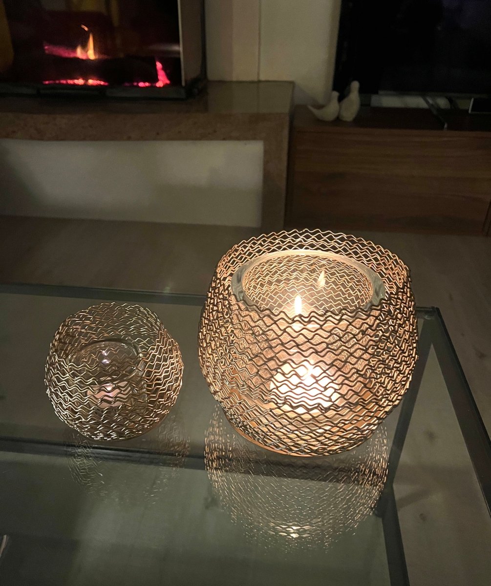 Photophore métallique doré - LUBNA - B&Inside