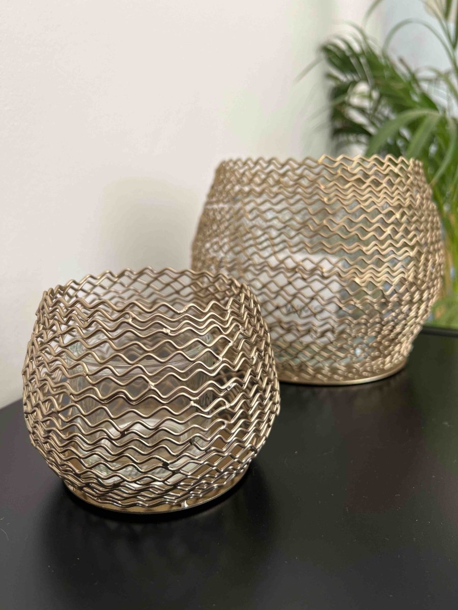 Photophore métallique doré - LUBNA - B&Inside