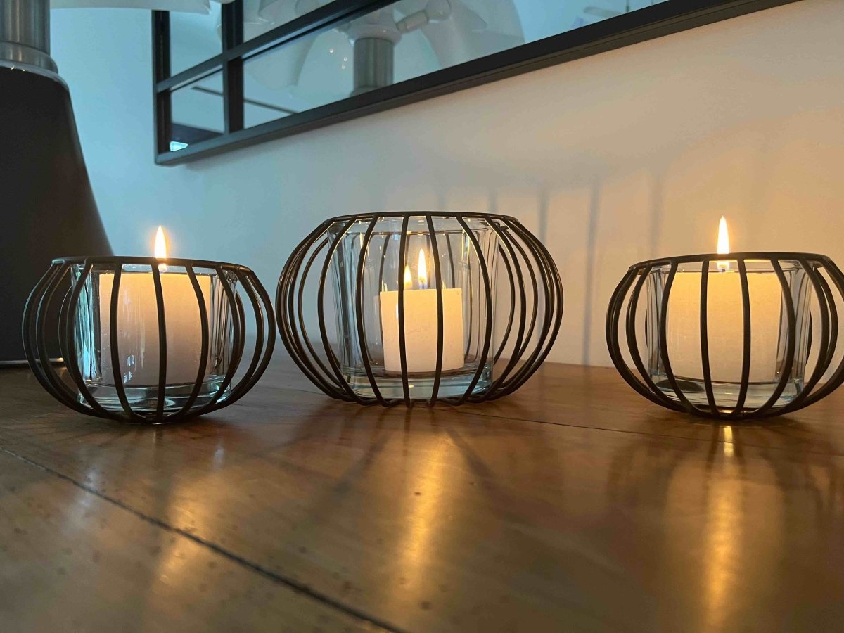 Photophore MONA en verre et métal noir - B&Inside