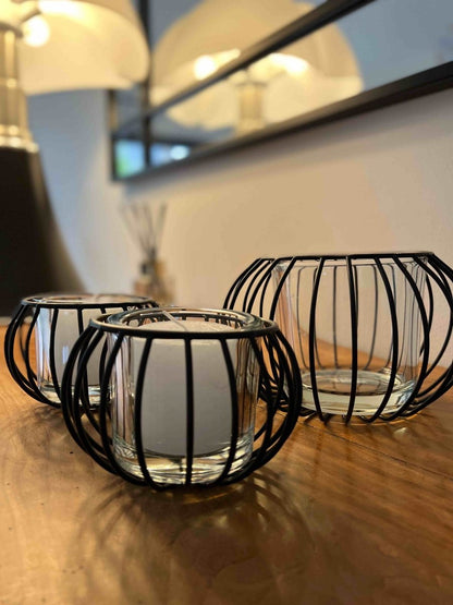 Photophore MONA en verre et métal noir - B&Inside