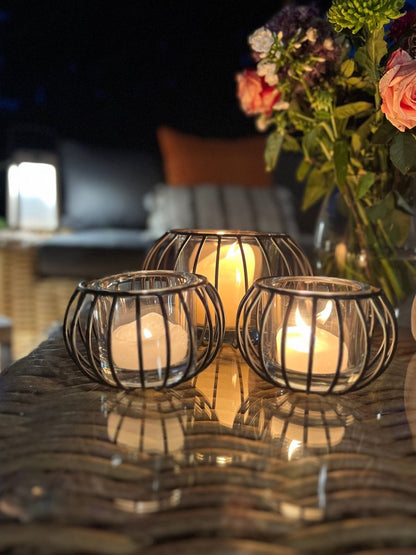 Photophore MONA en verre et métal noir - B&Inside