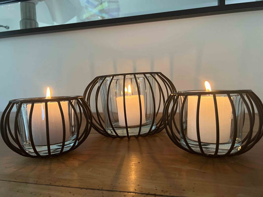 Photophore MONA en verre et métal noir - B&Inside