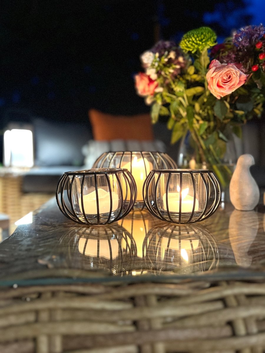 Photophore MONA en verre et métal noir - B&Inside